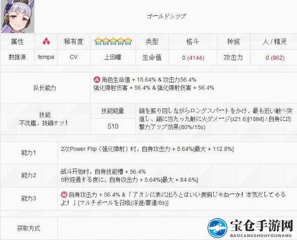 《世界弹射物语》赛马娘黄金船技能介绍