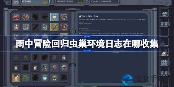 雨中冒险：虫巢寻宝秘籍，三本环境日志探险攻略